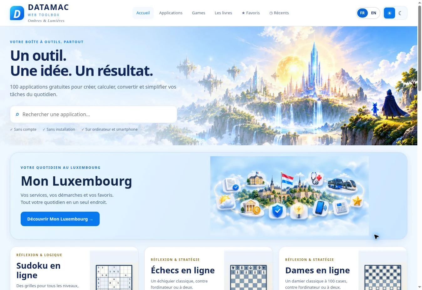 Capture du site Datamac · 2026