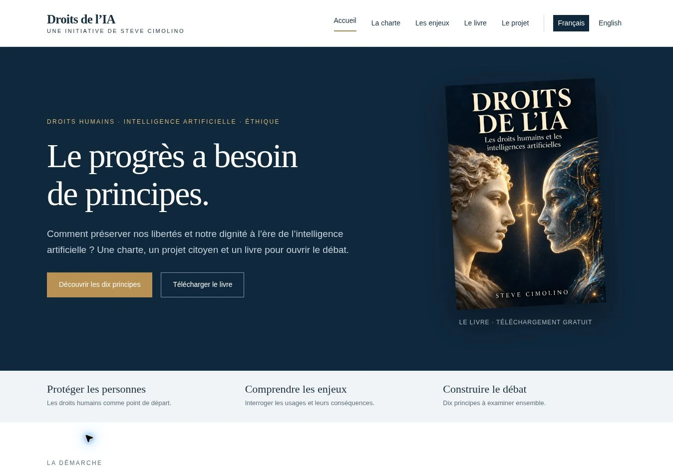 Capture du site Droits de l’IA · 2026