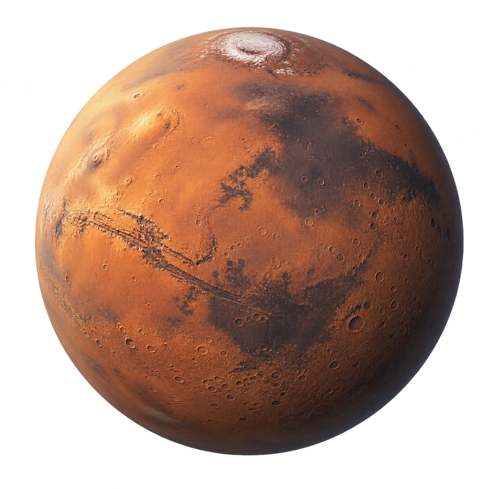 Illustration générée du globe de Mars.