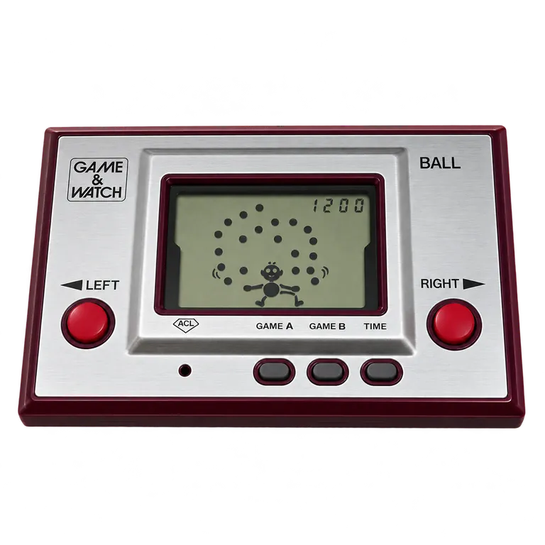 Rendu 3D représentatif : Game & Watch Ball, modèle argenté (1980)