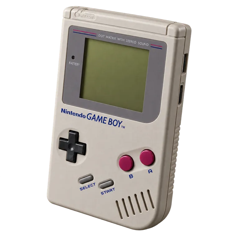 Rendu 3D représentatif : Game Boy originale DMG-01 grise