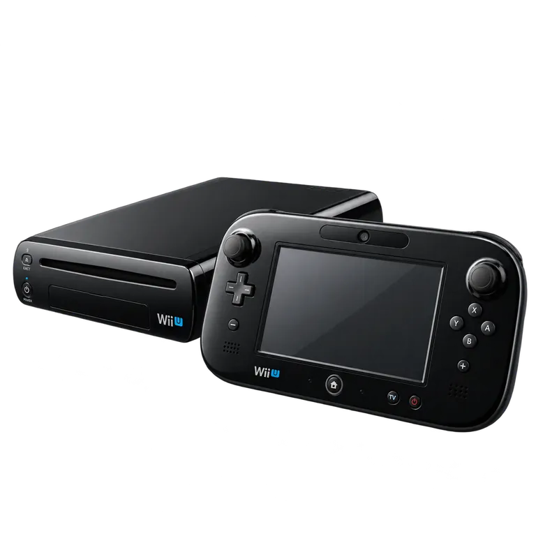 Rendu 3D représentatif : Wii U noire et GamePad noir