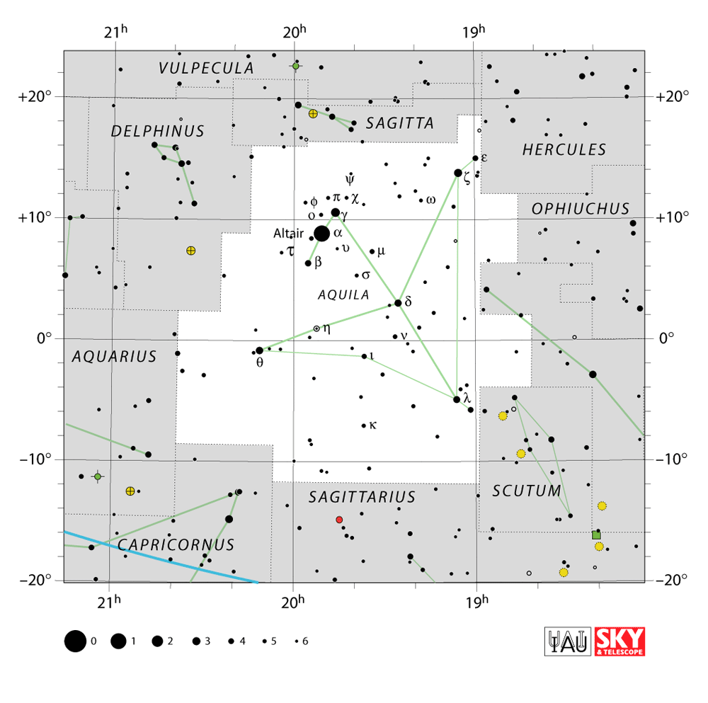 Carte IAU de Aigle : limites, étoiles et tracés