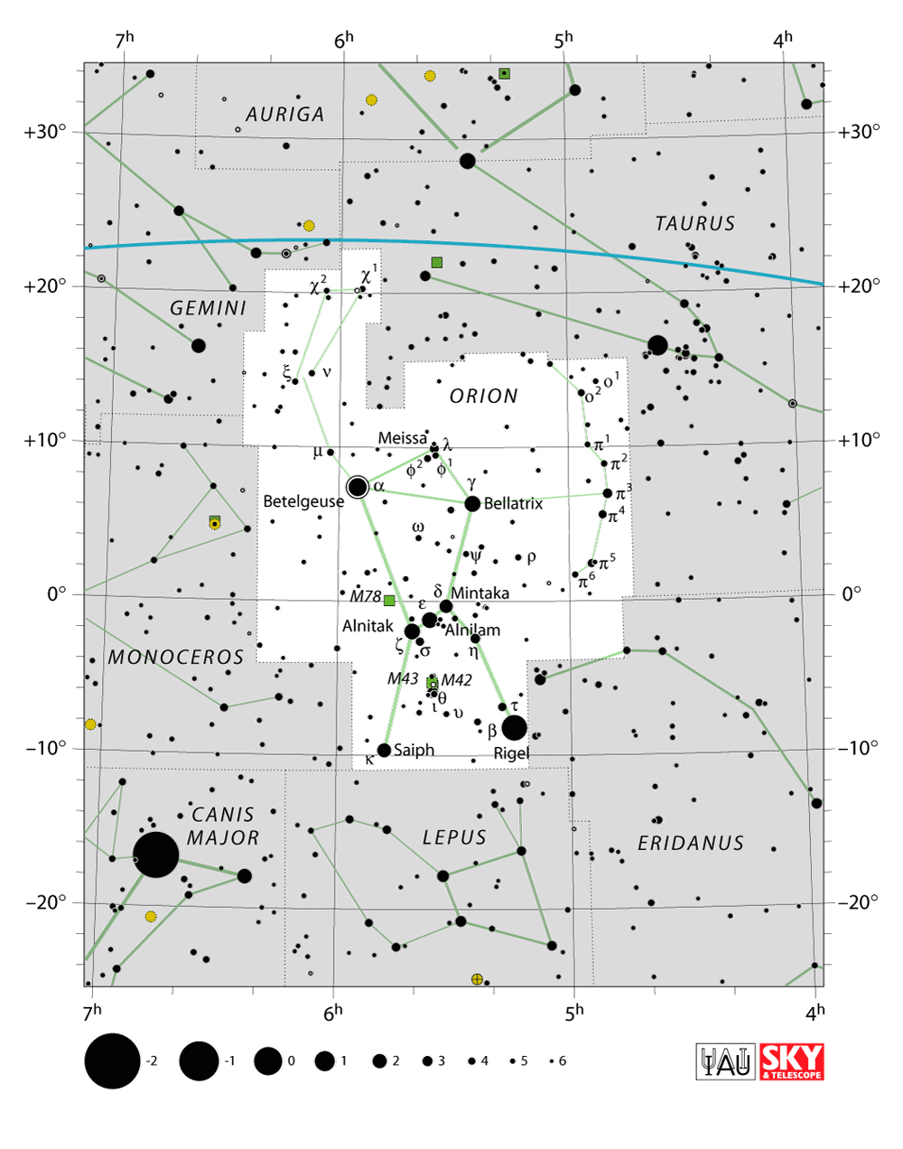 Carte IAU de la constellation d’Orion
